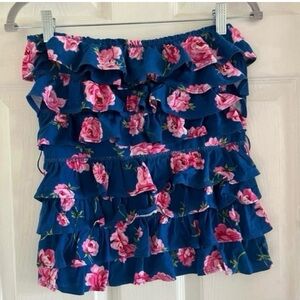 Abercrombie & fitch y 2k floral ruffle tube top early 2000s retro